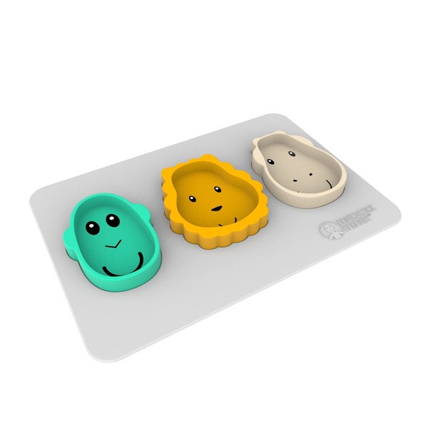 Matchstick Monkey Essenszeit Platzdeck Anti-Rutsch-Matte mit 3 Tellern in Tiermotiven 1 St