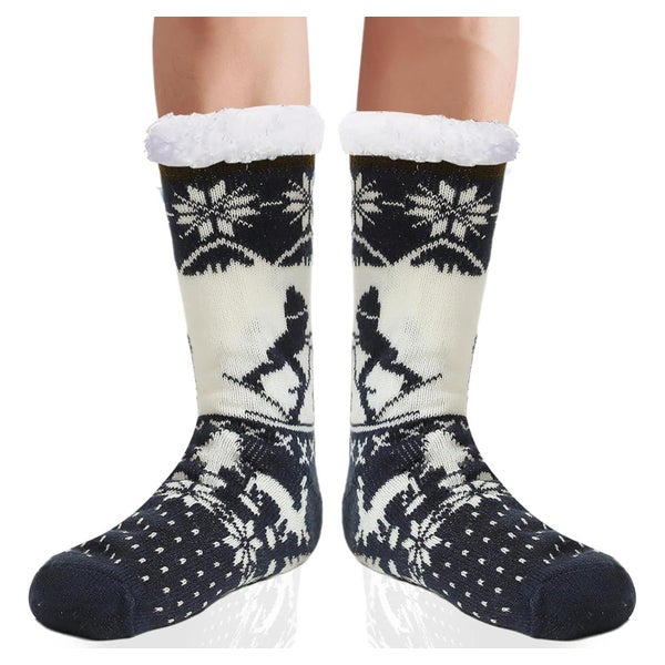 Wintersocken Herren Thermo Anti Rutsch Sohle Ski Dunkelblau 1 St