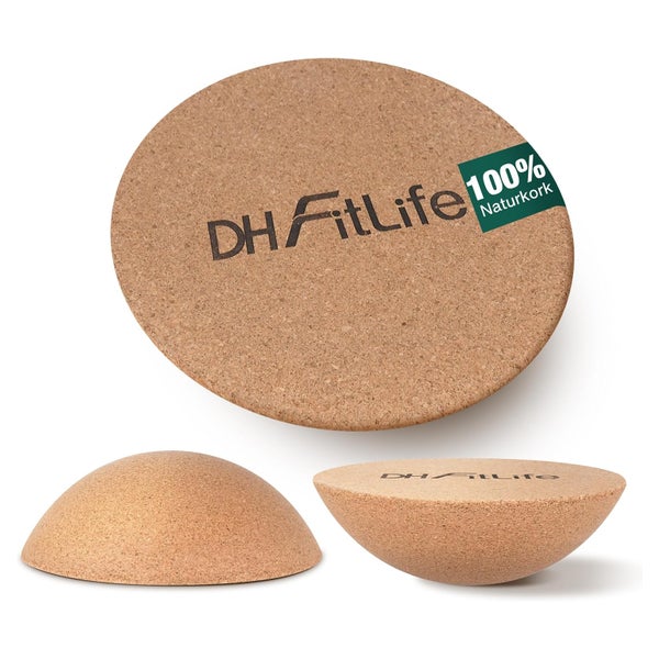 DH FitLife 100% Naturkork Halbkugel für Yoga|Reha|Boardsport 1 St