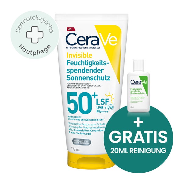 CeraVe Invisible Feuchtigkeitsspendender Sonnenschutz LSF 50+ 177 ml