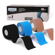 LiangMai Kinesiotape Set (3 Rollen, 5x5m) - Schwarz, Blau, Beige - Wasserfest &