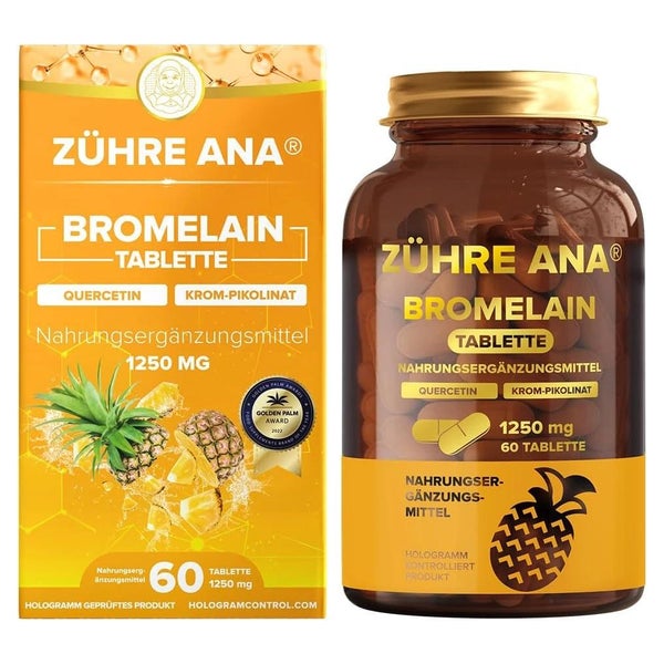 Zühre Ana Bromelain Kapseln 1250 mg 60 Kapseln mit Ananas-extrakt 75 g