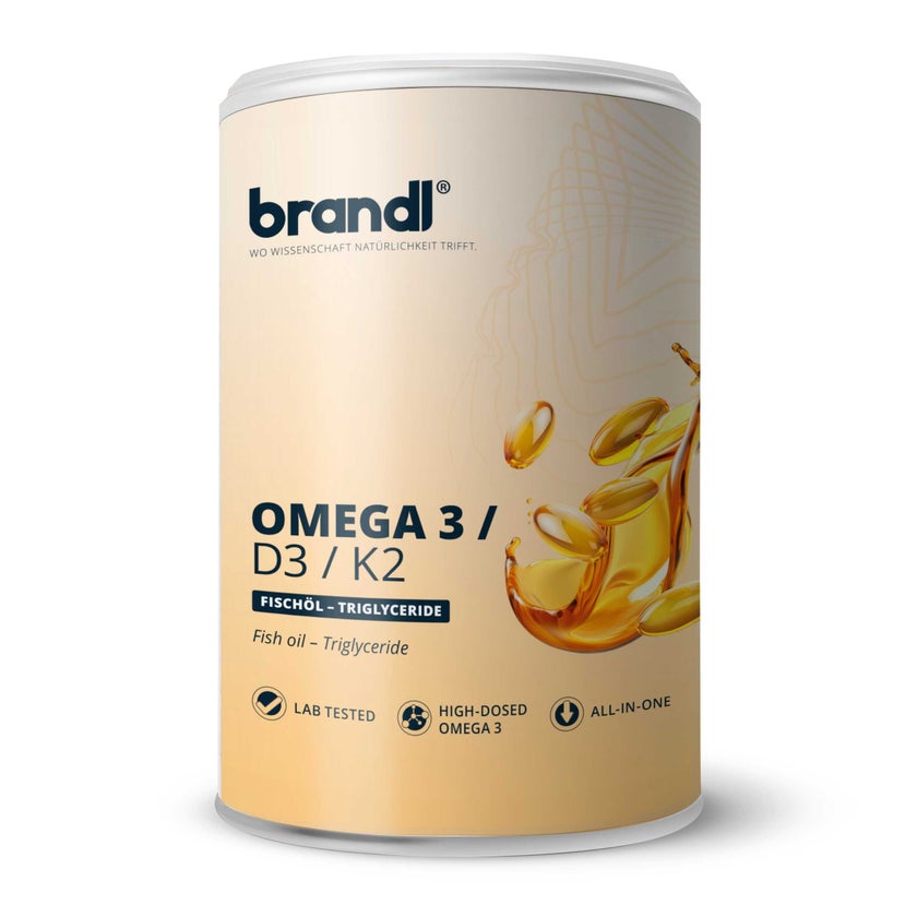 brandl® Omega 3 D3 K2 Kapseln mit Premium Fischöl Omega 3 | EPA DHA hochdosiert mit 2:1 Verhältnis 240 St