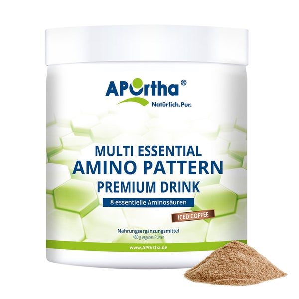 APOrtha® Amino Pattern Premium Drink - Iced Coffee - Aminosäuren EAA mit BCAA - veganes Pulver 480 g