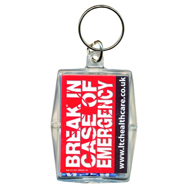 Schlüsselring mit Kondom «Break in case of emergency» (1 Kondom) 1 St