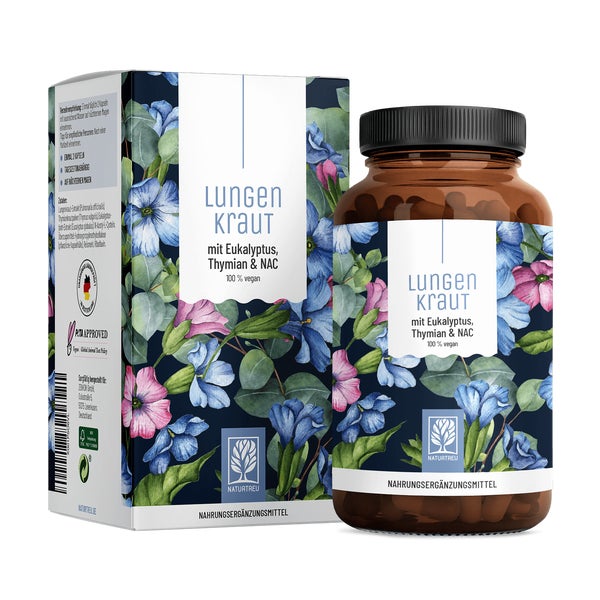 Lungenkraut Komplex mit Eukalyptus, Thymian, NAC & Vitamin B2 - LUNGENKRAUT - 120 vegane Kapseln - NATURTREU® 120 St