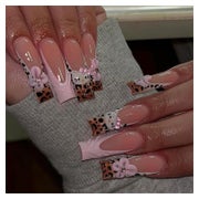 Falschnägel Square Leopard French 3D Crystal White Tips AKN1 1 St