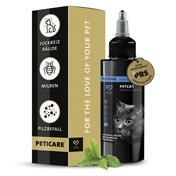 Peticare Anti-Parasiten Mittel für Katzen gegen Milben Flöhe Pilze 50 ml