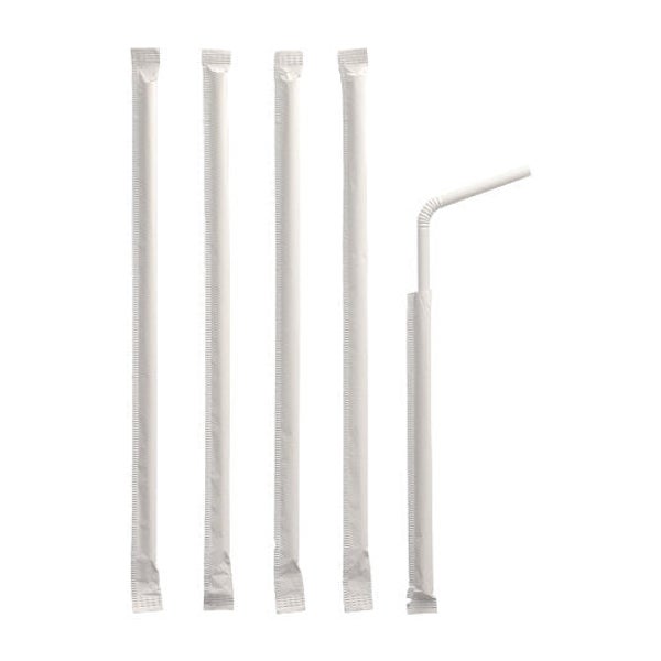Medi-Inn Trinkhalme, flexibel, Ø 6 mm · 24 cm weiß einzeln gehüllt 500 St