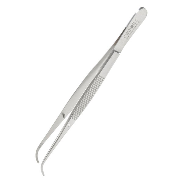 Pinzette mit Führungsstift gebogen geriffelt 12.5 cm 1 St