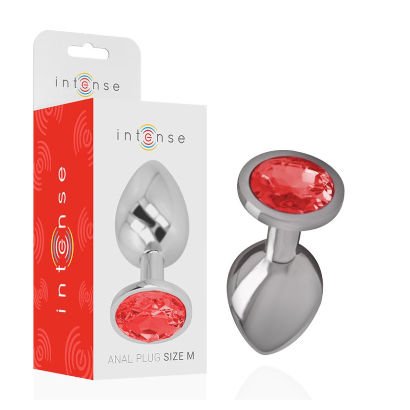 analdildo metall Anal Plug Metal Cone with pink decorative stone 