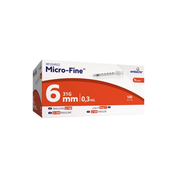 Micro-fine Insulinspritze 0,3 Ml U100 6 Mm 100X0,3 ml