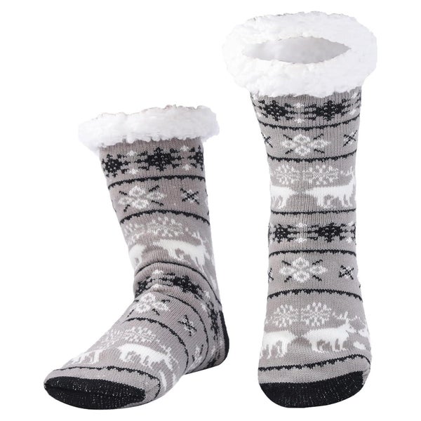 Wintersocken Herren Anti Rutsch Sohle Innenfrottee Hellgraue 1 St
