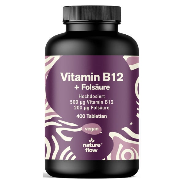 Vitamin B12 500µg + Folsäure - 400 Tabletten - Nature Flow 400 St