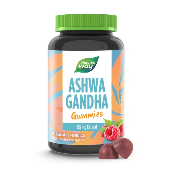 Ashwagandha Gummies I 125 mg hochwertiger Ashwagandha-Extrakt I Himbeer-Geschmack I vegetarisch I... 90 St
