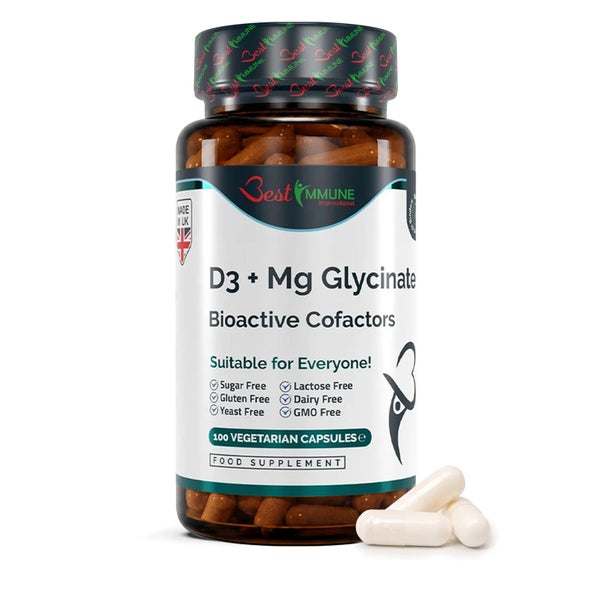 Best Immune Vitamin D3 1000IU Magnesiumglycinat 400 mg Bioaktive Cofaktoren 100 St