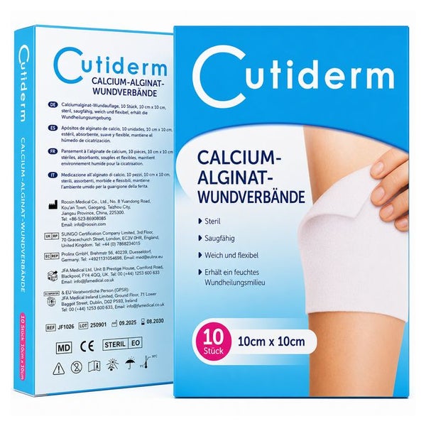 Cutiderm Wundkompresse, Kalziumalginat, niedrig haftend, 10 cm x 10 cm 10 St