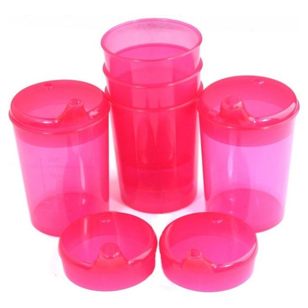 Medi-Inn Schnabelbecher 250 ml Praktisches Set: 5 Unterteile mit 10 Deckeln rot 1 St