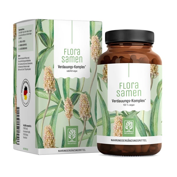 Verdauungs Komplex mit Flohsamenschalen mit Süßholz und Calcium - FLORASAMEN - 120 vegane Kapseln - NATURTREU® 120 St