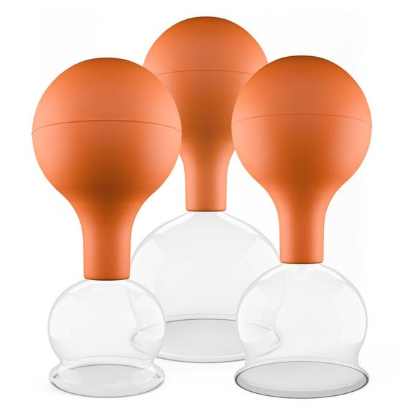 Pulox Schröpfgläser aus Echtglas mit Saugball - Set Trio groß in Braun: 40mm, 52mm, 62mm 3 St