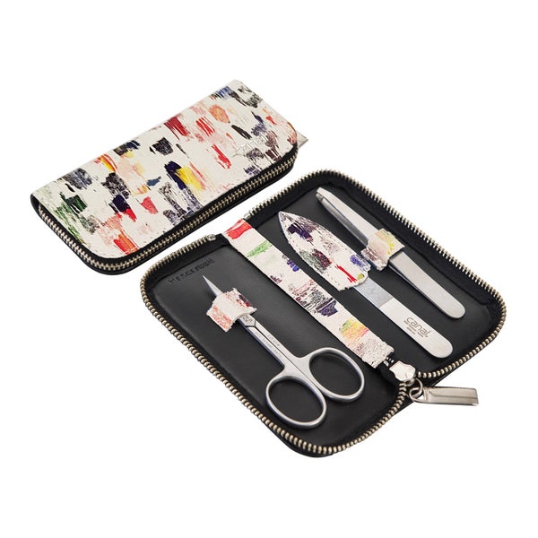 Reißverschluss-Etui aus Wildleder mit farbigem Dekor, 3-tlg. 1 St