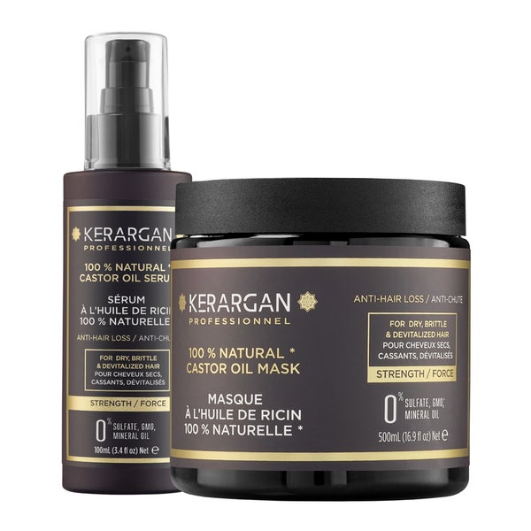 Kerargan - Duo Anti-Haarausfall Maske und Serum Rizinusöl 600 ml