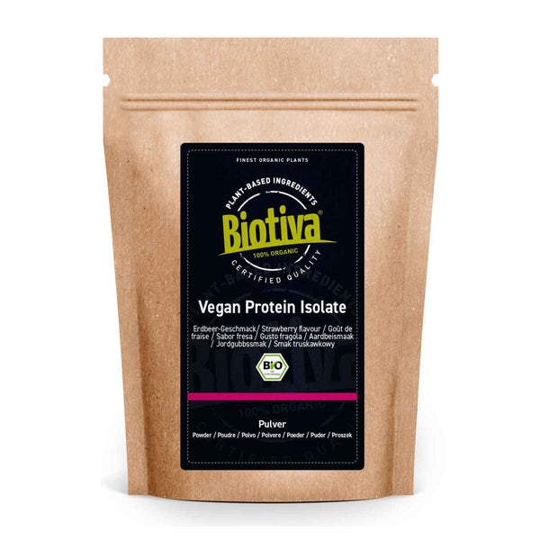 Biotiva Vegan Erdbeer Protein Isolat Shake Bio 800 g