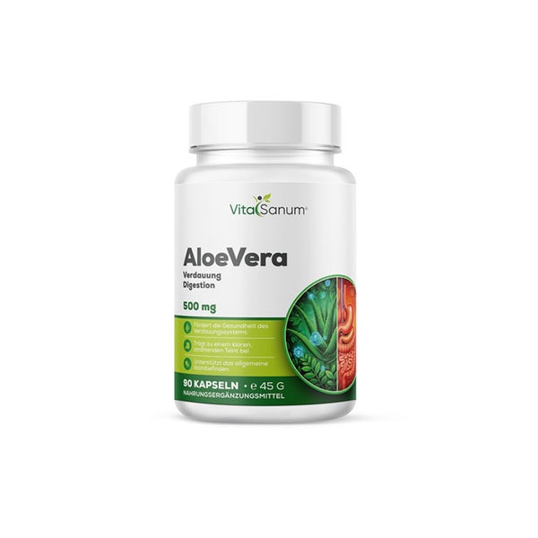 VitaSanum® – Aloe-Vera-Extrakt (Aloe vera) – 1000 mg Tagesportion – 90 vegane Kapseln 90 St