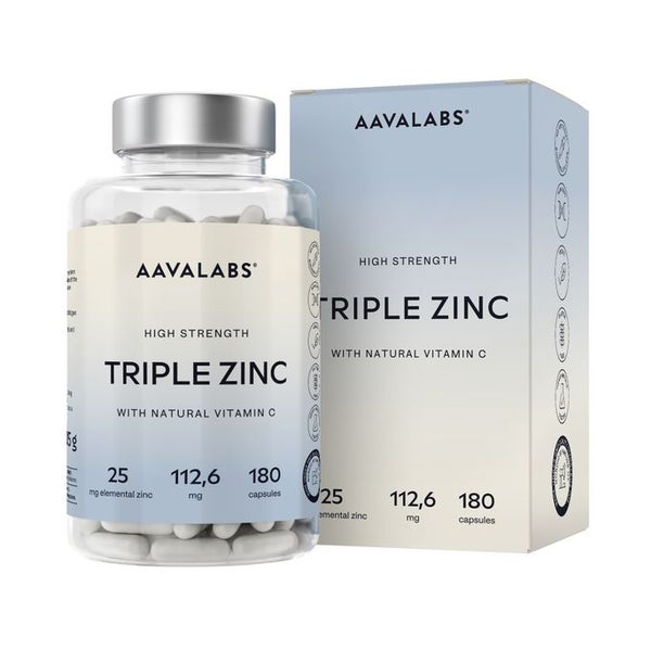 Aavalabs Dreifach Zink 25 mg + Vitamin C, 180 Kapseln 180 St