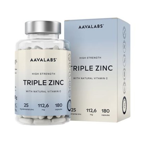 Aavalabs Dreifach Zink 25 mg + Vitamin C, 180 Kapseln 180 St