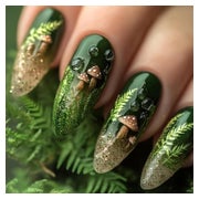 Nägel zum Aufkleben grün Glitzer mandelförmig mit Pilz und B 1 St