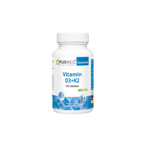 PURMEO Vitamin D3 + K2 - 2.000 I.E. D3 / 110µg K2 120 St