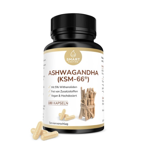 Ashwagandha KSM-66® hochdosiert – 5% Withanolide, vegan 180 St