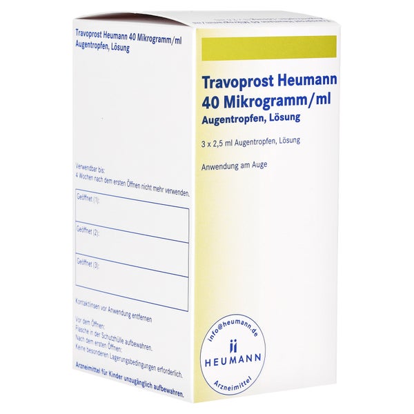 TRAVOPROST Heumann 40 Mikrogramm/ml Augentropfen 3X2,5 ml