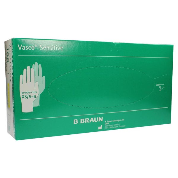 B. Braun Vasco Sensitive Untersuchungshandschuhe puderfrei Naturlatex 100 Stück - 5-6 extra klein 100 St