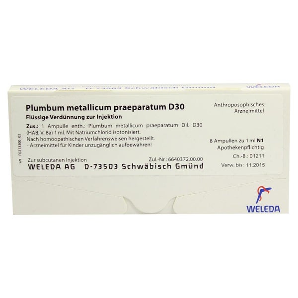 Plumbum Metallicum Praep. D 30 Ampullen 8X1 ml