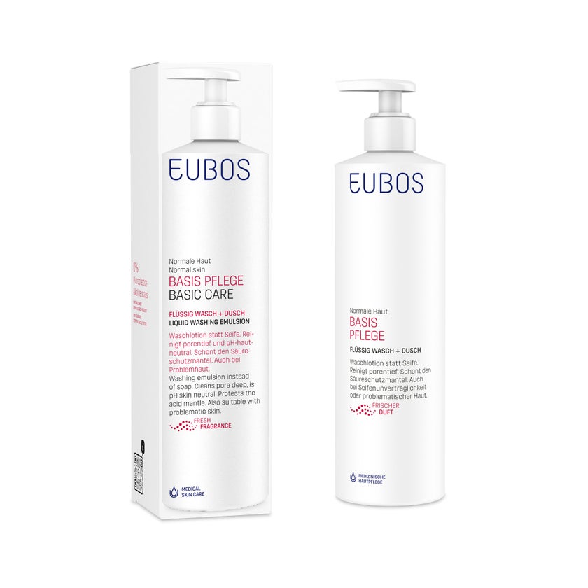 EUBOS BASIS PFLEGE FLÜSSIG WASCH + DUSCH FRISCHEDUFT MIT DOSIERSPENDER 400 ml