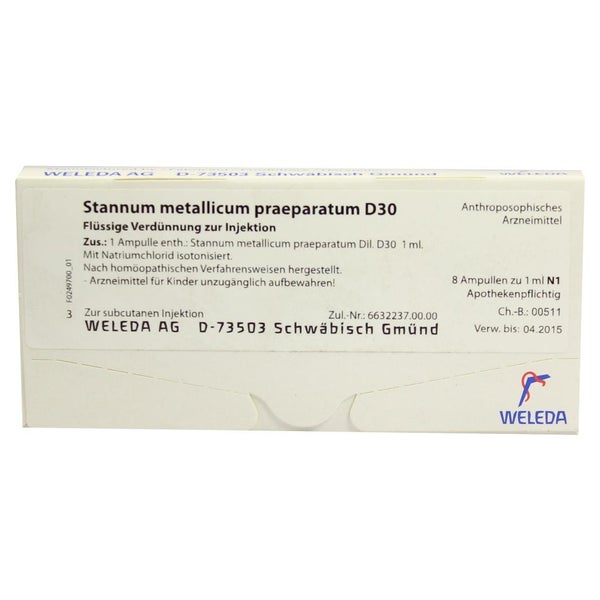 Stannum Metallicum Praeparatum D 30 Ampu 8X1 ml