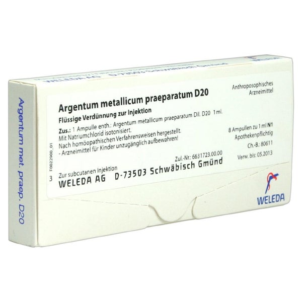 Argentum Metallicum Praeparatum D 20 Amp 8 St