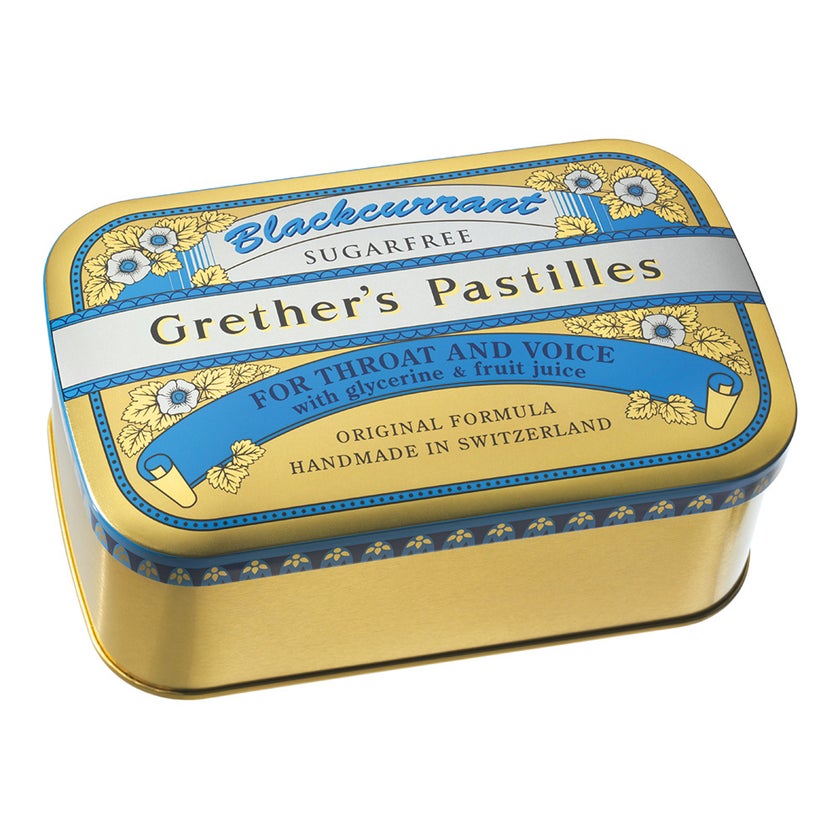 Grethers Blackcurrant Silber zuckerfrei Pastillendose 440 g