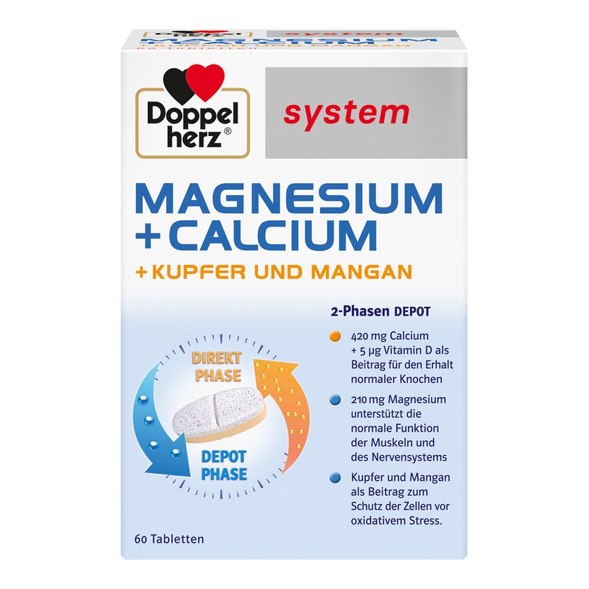 Doppelherz system Magnesium + Calcium + Kupfer + Mangan 60 St