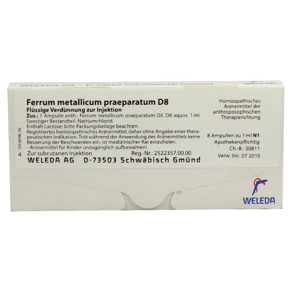 Ferrum Metallicum Praeparatum D 8 Ampull 8X1 ml