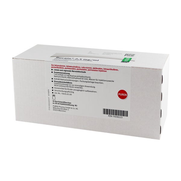BUCAIN 0,25% 2,5mg/ml Inj.L.50mg/20ml Dsfl. 10X20 ml
