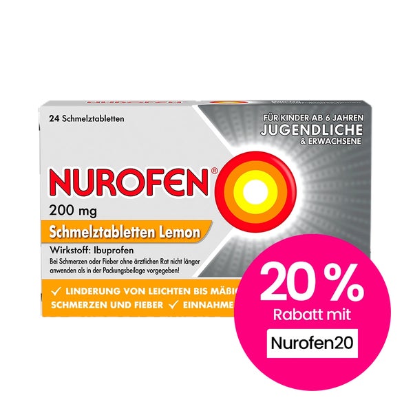 NUROFEN 200 mg Ibuprofen Schmelztabletten Lemon 24 St