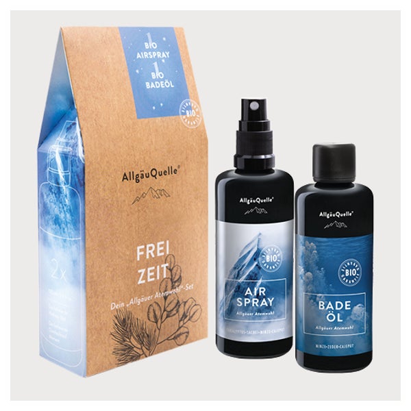 Bio Badeöl- und AirSpray-Set Badezusatz und Duftspray - Atemwohl Geschenkset 1 P