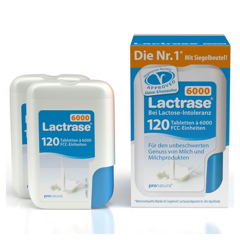 Lactrase 6.000 FCC Laktase Tabletten im Klickspender 2X120 St