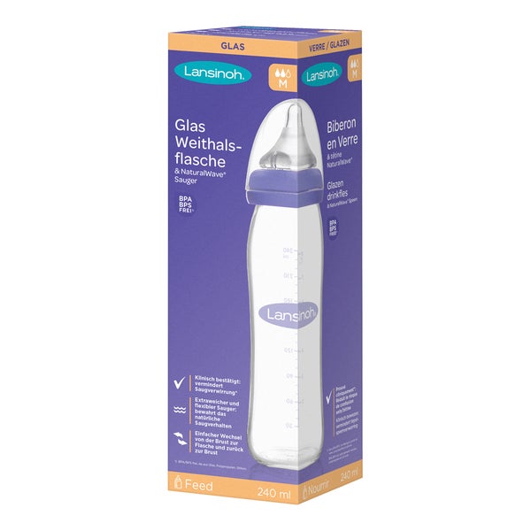 Lansinoh Glas Weithalsflasche 240 ml 1 St