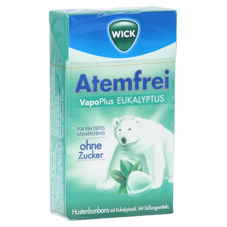 Bonbons Wick Atemfrei à L'Eucalyptus - Sans Sucre - Sachet 72g - Pour La Gorge