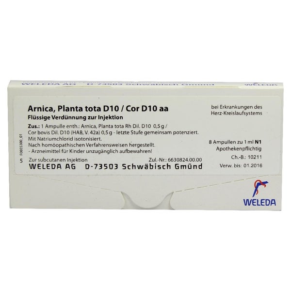 Arnica Planta tota D 10/Cor D 10 aa Ampu 8X1 ml