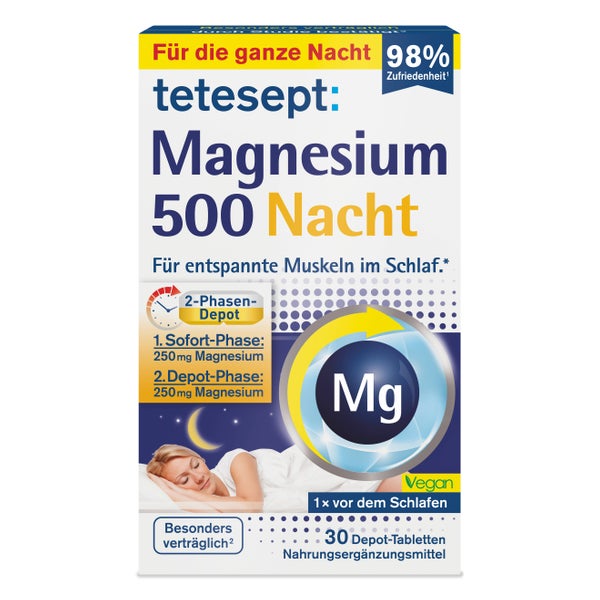 tetesept Magnesium 500 Nacht | 2-Phasen-Depot | 30 Tabletten 30 St